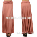 95% RAYON 5% SPANDEX LOOSE FIT SWING SHIFT MAXI PLAIN JERSEY SKIRTS SOLID FULL LENGTH SKIRT WITH BANDED WAIST